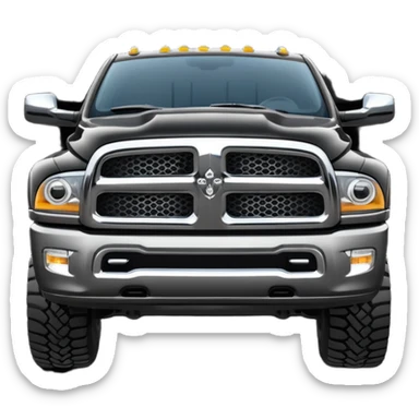 ram (brand) truck, dually type of truck, exterior color black sticker