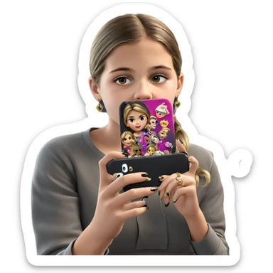 girl taking selfie with jewelry sticker