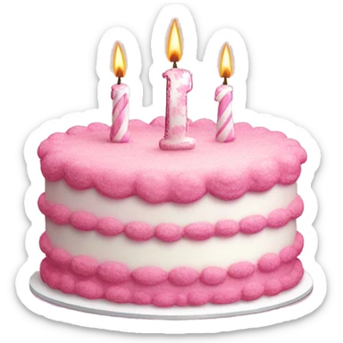 Big Birthday cake pink and white sticker