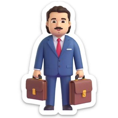 Pablo Escobar emoji holding a briefcase, wearing a suit sticker