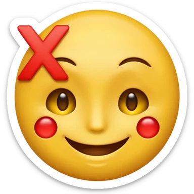 a emoji with its eyes closed, with a red X in its eyes sticker