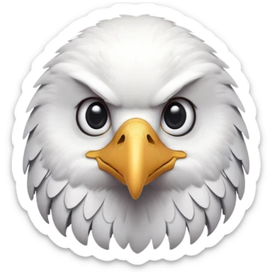 cinematic-cute-american-eagle-portrait-emoji,-head-tilted-playfully-and-inquisitively,-featuring-a-streamlined-form-with-a-subtle-blend-of-dark-and-white-plumage-and-round,-sparkling-eyes-full-of-spirited-charm,-simplified-yet-irresistible sticker