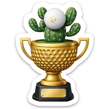 gold cactus trophy golf sticker