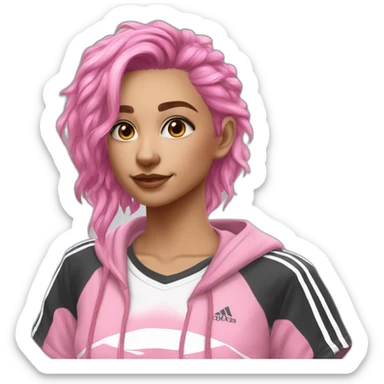 pink hair gamer girl adidas clothes sticker