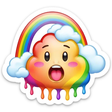 A face puking rainbows sticker