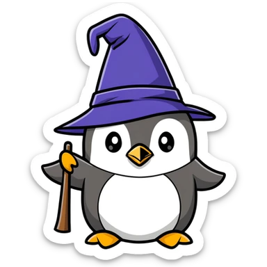 penguin wizard sticker