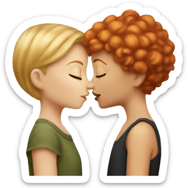 red head girl kissing short haired blonde girl sticker