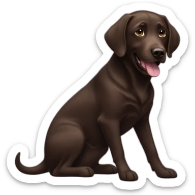 Chocolate labrador playing with woman long black hair sticker