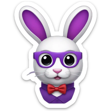 purple robbot bunny with a red bowtie sticker
