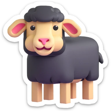 square blocky Minecraft style sheep sticker
