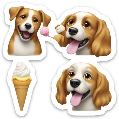 Dog eating ice cream with Donald trump sticker