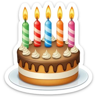 Torta di compleanno con sopra candeline con scritto 50 e poi scritta buon compleanno sticker