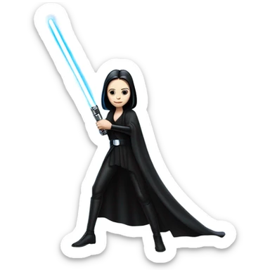 Jedi teen Morticia Addams flying a red and blue Zephyr-J powered by an imperial speeder sticker