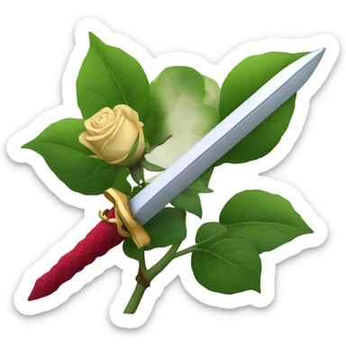 Rose with a sword stuck through it sticker