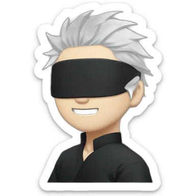 gojo satoru with white hair and black blindfold in jujutsu kaisen sticker