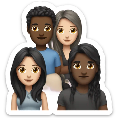 3 white girls with long black hair and 3 men sticker