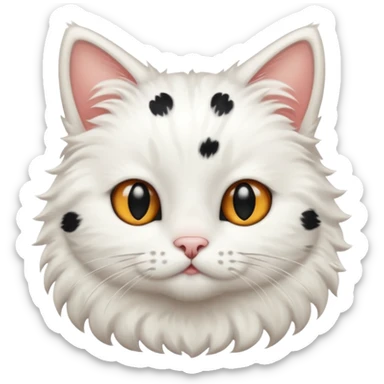 White cat with black spots sticker