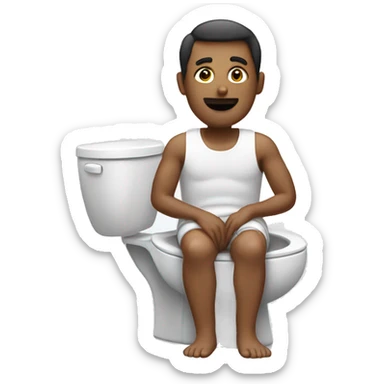 husband sits on the toilet sticker