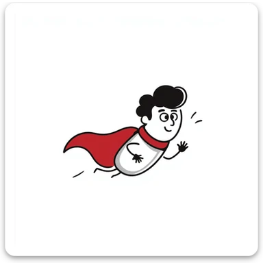 Sketchy medicine pill with cape flying like a superhero sticker