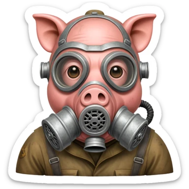 a pig in a Soviet gas mask sticker