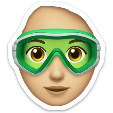 girl brown hair diving mask with diving regulator green eyes sticker