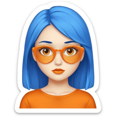 blue skinned orange glassed child girl sticker