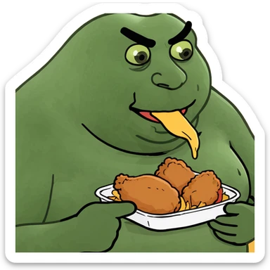 fat black man eating fried chicken  sticker