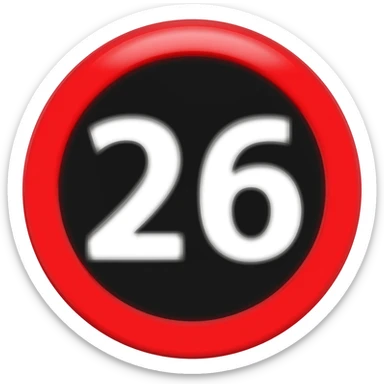 red prohibited inside with white text 26 with black circle sticker