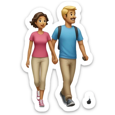 make an emoji that shows a couple of a woman and a man going for a walk sticker