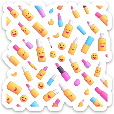 cosmetics, makeup items, beauty products, microsoft style 3d fluent emojis sticker