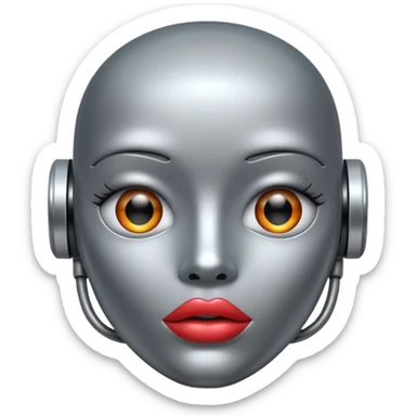 Robot with lips sticker