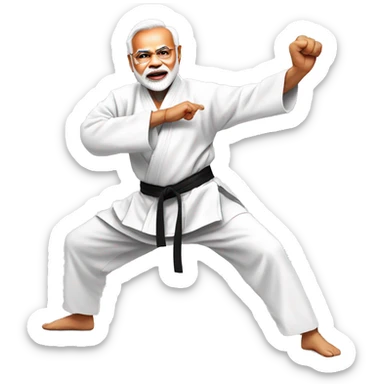 Prime minister Modi doing karate sticker