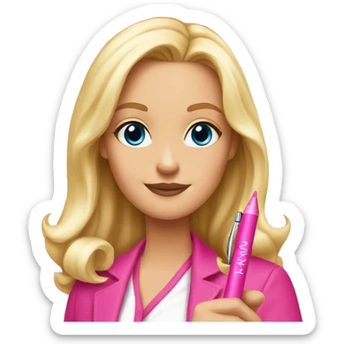 elle woods holding pink pen  sticker