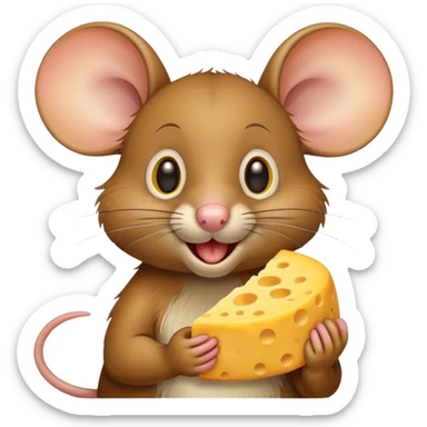 cartoon mouse jerry eating cheese sticker