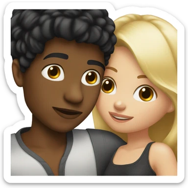 boy black hair kiss a blonde girl  sticker