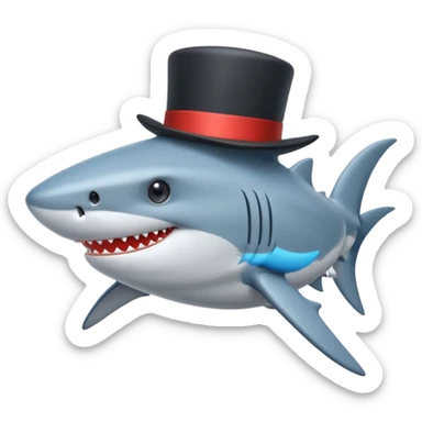 Shark with a top hat sticker