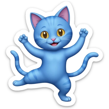 a dancing blue cat sticker