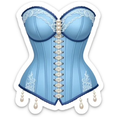baby blue lace pearls corset sticker