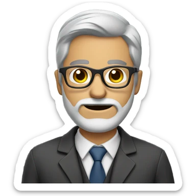 reporter, cute, GRAY beard and GLASSES sticker