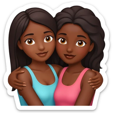 Dos chicas morenas lindas coquetas abrazadas sticker