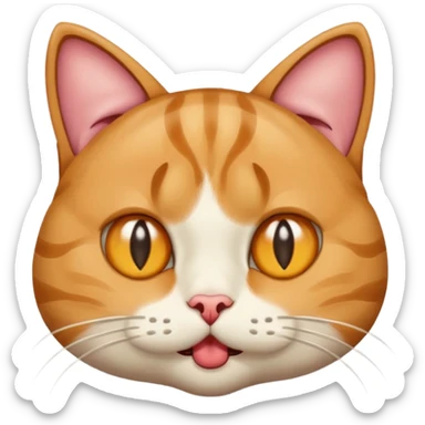 Very sus looking cat with spit coming out of their  mouth and dreaming eyes sticker