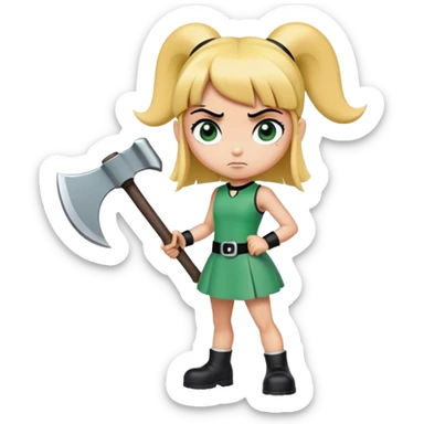 Buttercup from powerpuff girls holding a giant axe  sticker