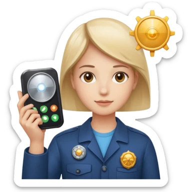 Calm face with relaxed eyes holding a small radar or spotlight, catching just a few key AI icons (chip, spark, or “AI” badge), to show you only get the updates that matter, without overwhelm. sticker