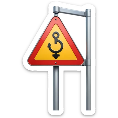A 3D cartoon street sign showing a towing symbol, on a metal pole, clean background, Memoji-style rendering. sticker