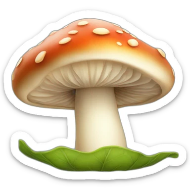 mushroom that smiles with a leaf sticker