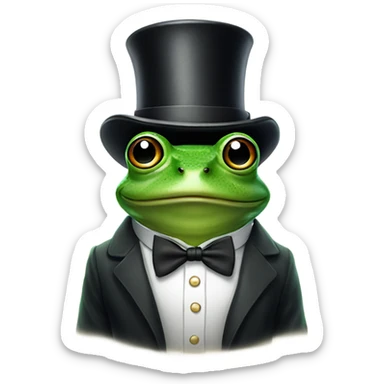 Frog wearing a top hat and a spectical sticker