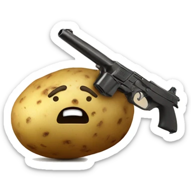 Potato with a gun sticker