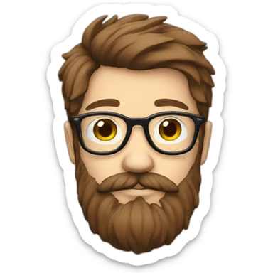 beard hipster glasses adult white brown hair sticker