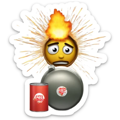 explosive gaze with a can explosion in the background  sticker