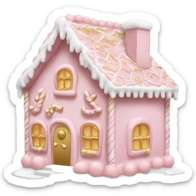 light pink and gold and white gingerbread house sticker